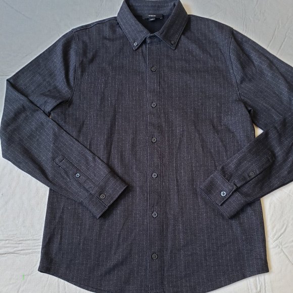 Vince Stripe Cotton Button-Down Shirt - Picture 3 of 9